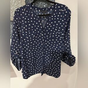 Navy Polka Dot Women's Top